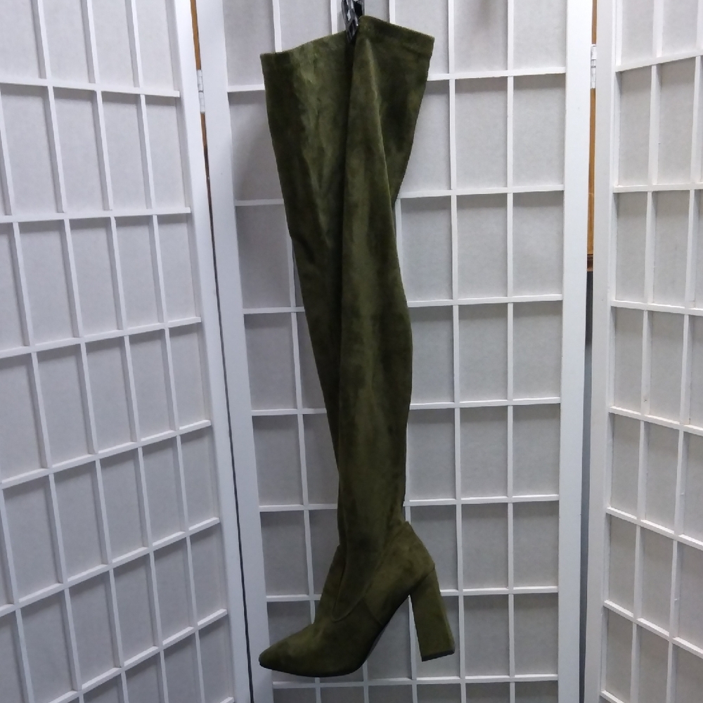 Olive Green Over-the-Knee Boots